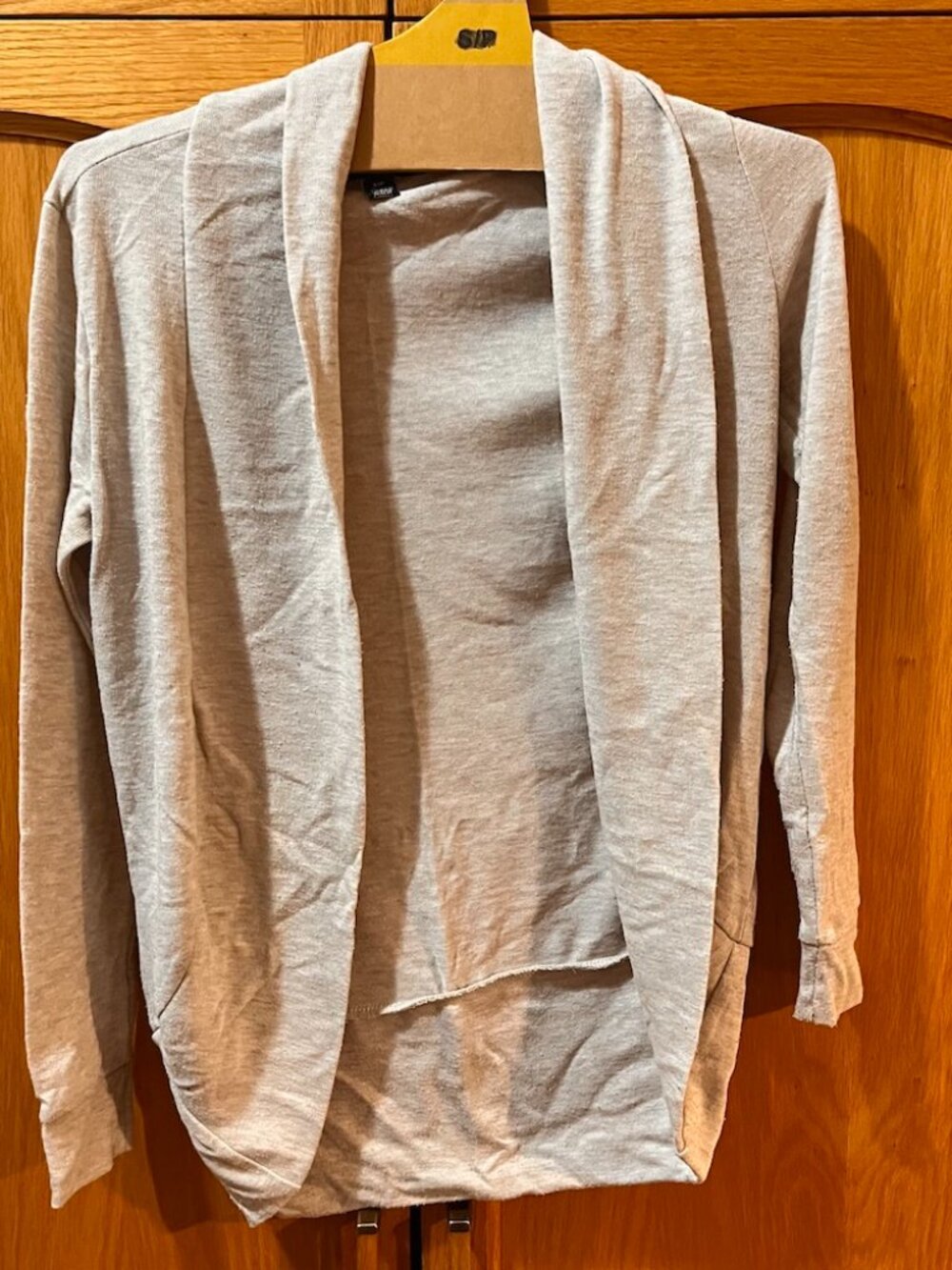 Light Cream Open Front Draped Cardigan